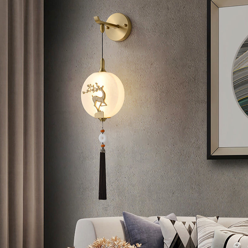 Contemporary White Shade Wall Sconce Lighting Glass Shade Wall Lamp for Living Room