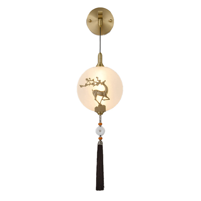 Contemporary White Shade Wall Sconce Lighting Glass Shade Wall Lamp for Living Room