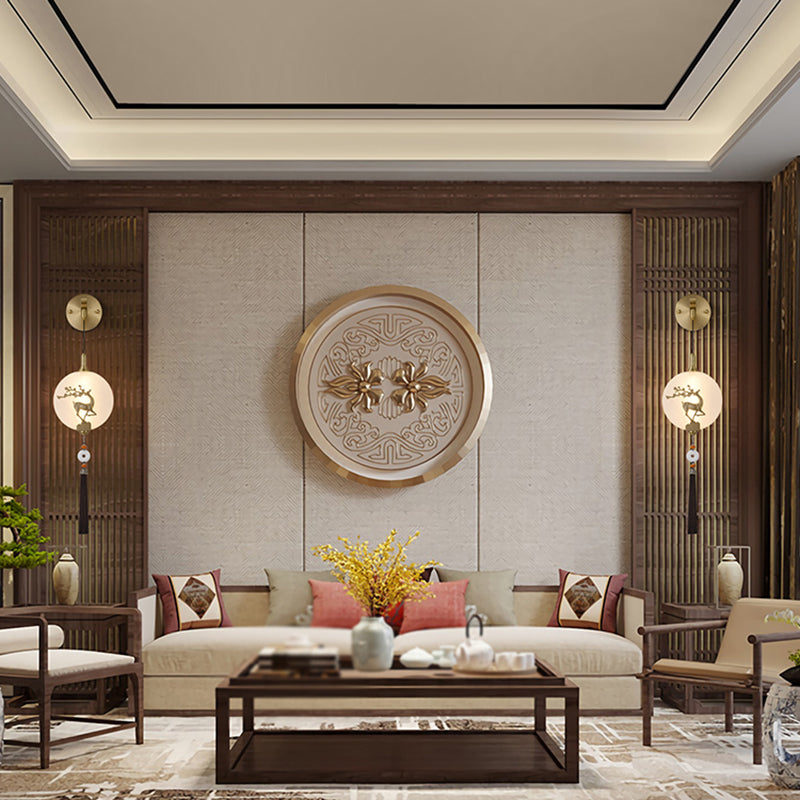 Contemporary White Shade Wall Sconce Lighting Glass Shade Wall Lamp for Living Room