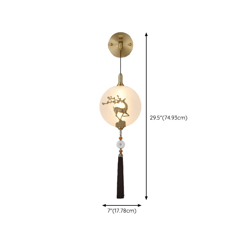 Contemporary White Shade Wall Sconce Lighting Glass Shade Wall Lamp for Living Room