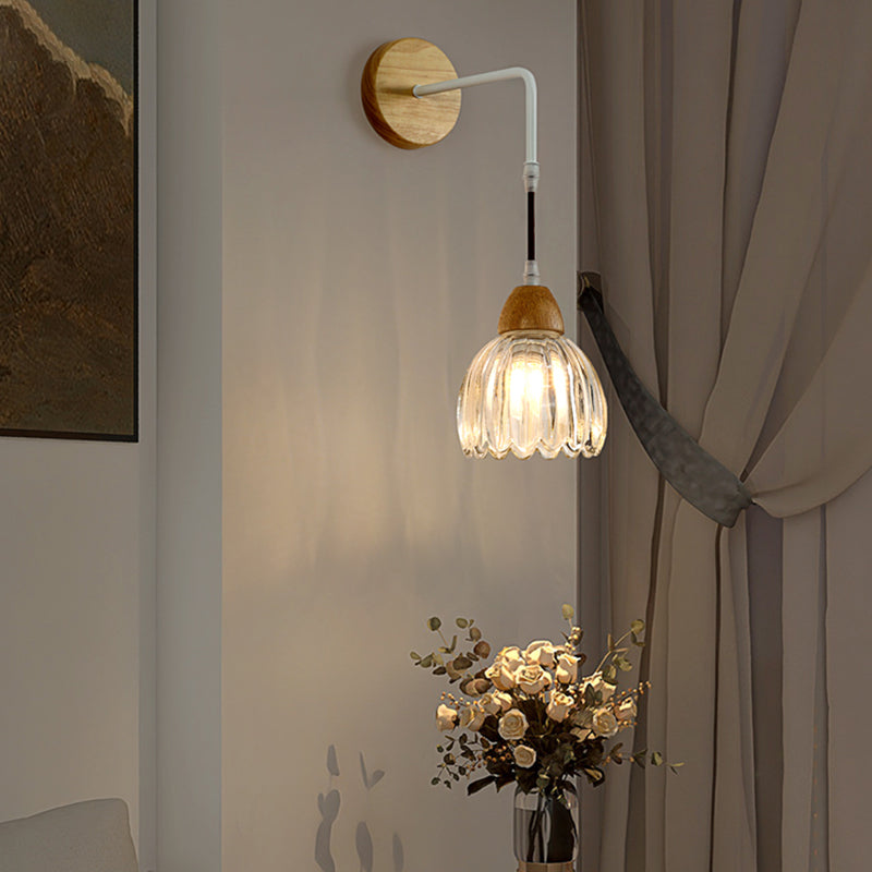 Contemporary Glass Shade Wall Sconce Lighting 1-Light Shade Wall Lamp for Bedroom