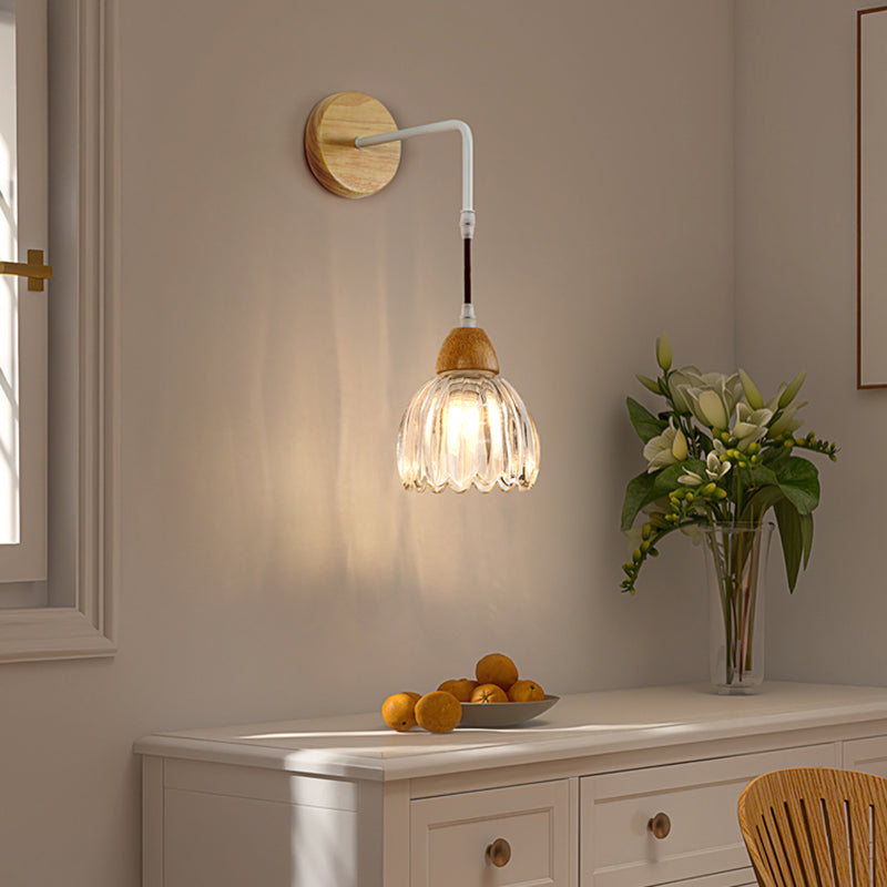 Contemporary Glass Shade Wall Sconce Lighting 1-Light Shade Wall Lamp for Bedroom