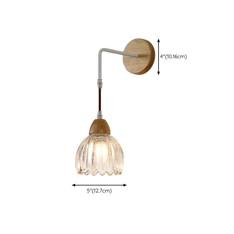 Contemporary Glass Shade Wall Sconce Lighting 1-Light Shade Wall Lamp for Bedroom
