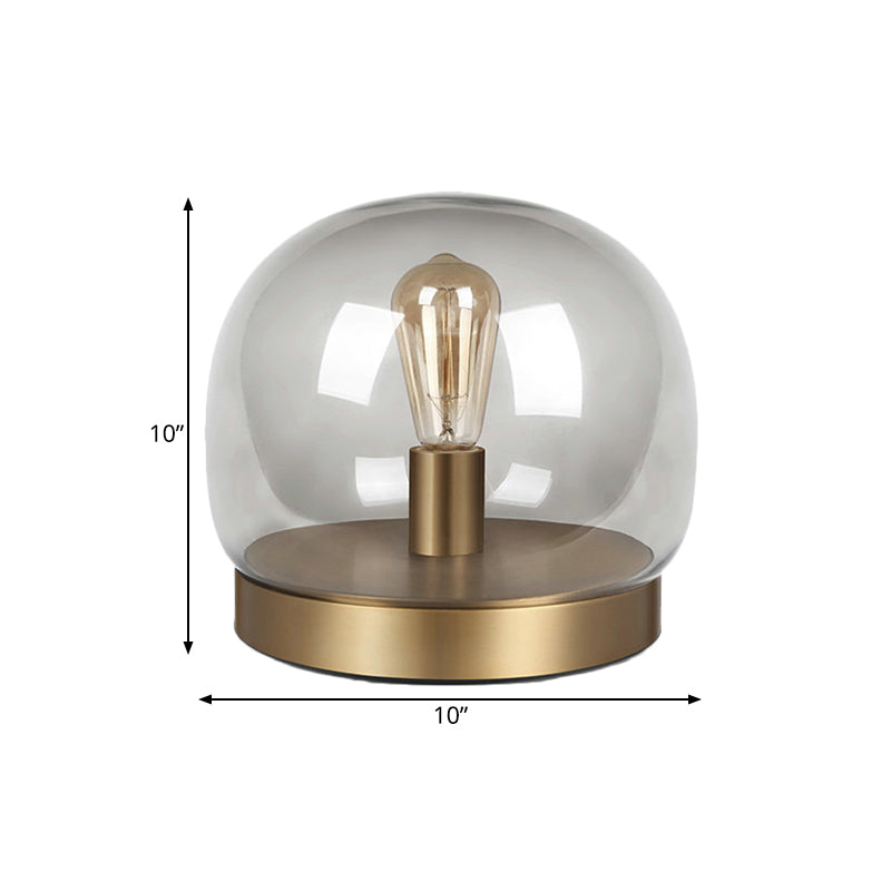 Lampada da tavolo post moderna ovale in vetro trasparente con 1 luce per camera da letto, piccola lampada da scrivania in oro