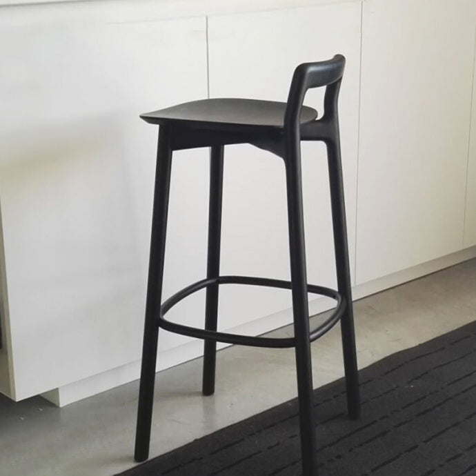 Scandinavian Solid Wood Bar Stool Living Room Faux Leather Counter Stools
