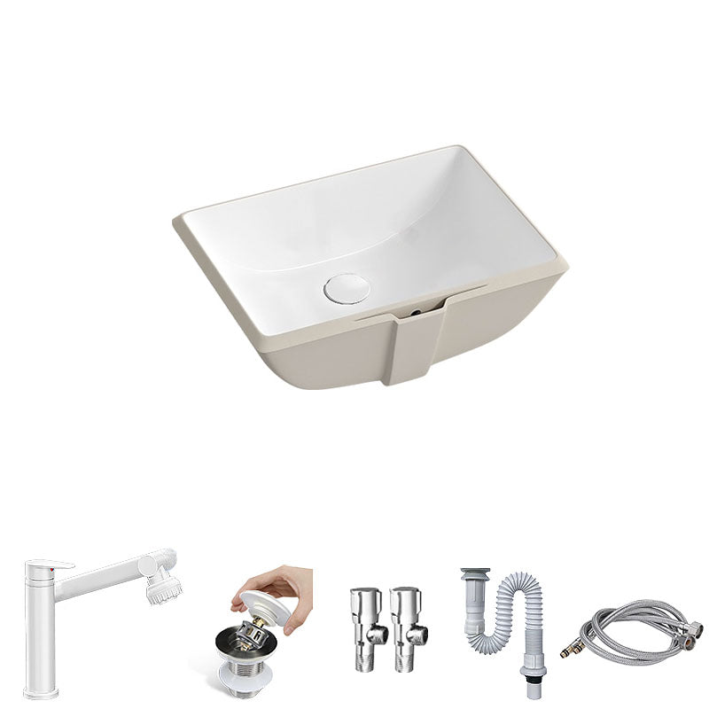 Traditional Undermount Bathroom Sink Porcelain with Pop-Up Drain Vessel