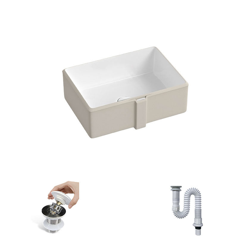 Traditional Undermount Bathroom Sink Porcelain with Pop-Up Drain Vessel