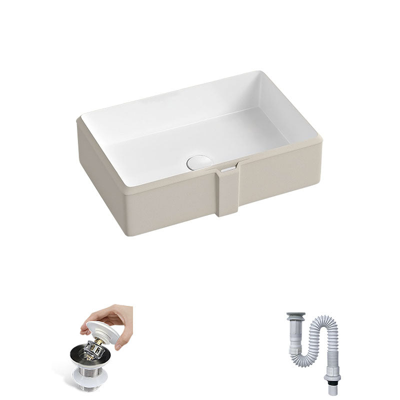 Traditional Undermount Bathroom Sink Porcelain with Pop-Up Drain Vessel