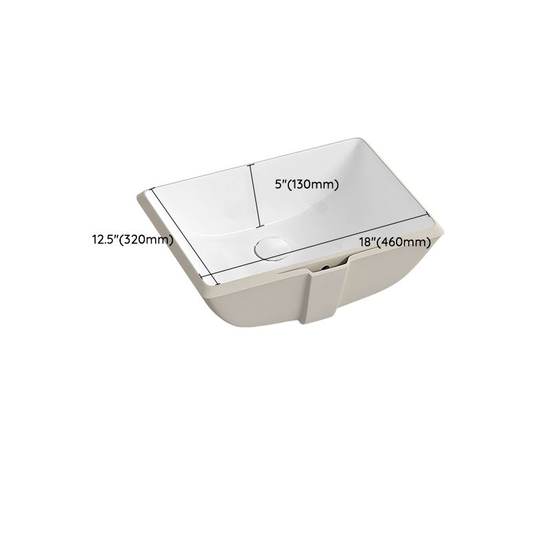 Traditional Undermount Bathroom Sink Porcelain with Pop-Up Drain Vessel