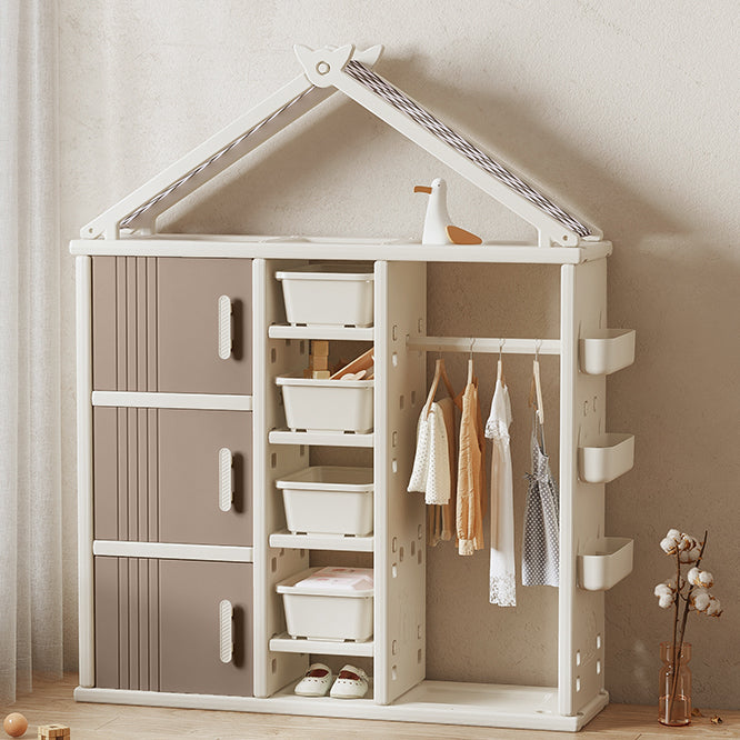 Modern Style Plastic Frame Wardrobe Freestanding Wardrobe with Shelves and Clothes Rail