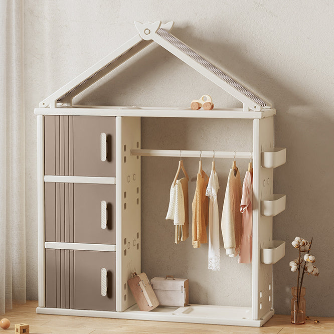 Modern Style Plastic Frame Wardrobe Freestanding Wardrobe with Shelves and Clothes Rail