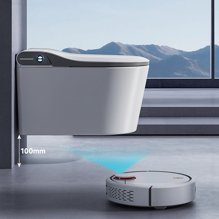 Elongated Wall Mounted Bidet Contemporary Heated Seat Wall Hung Toilet Set