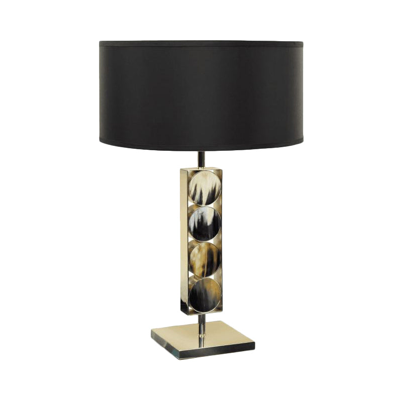 Rectangle Metal Night Table Light Moderniste 1 Lampe de bureau en tissu noir clair pour chambre à coucher
