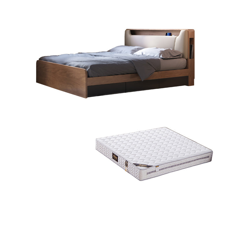 Contemporary Standard Bed Wood Upholstered Headboard Panel Bed