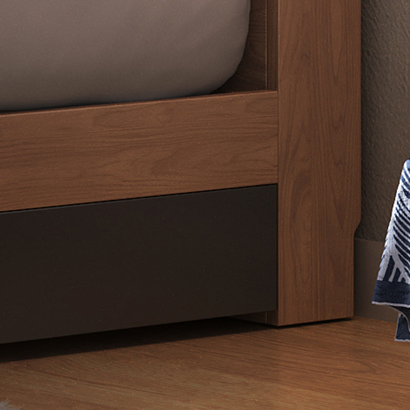 Contemporary Standard Bed Wood Upholstered Headboard Panel Bed