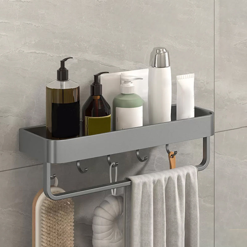 Modern Grey 2-Piece Bathroom Accessory Set, Matte Grey, Bath Shelf