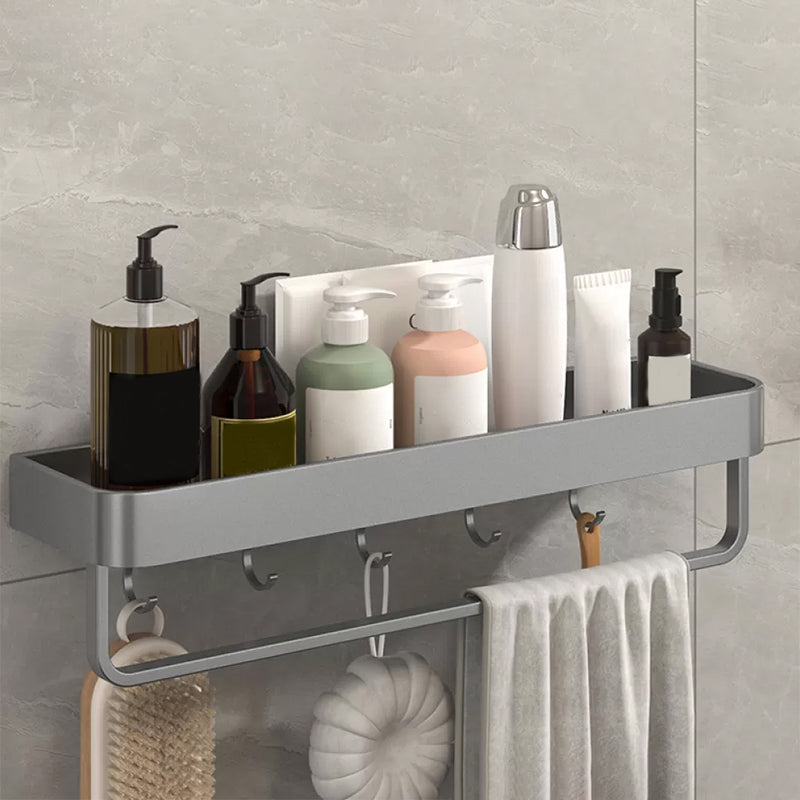 Modern Grey 2-Piece Bathroom Accessory Set, Matte Grey, Bath Shelf