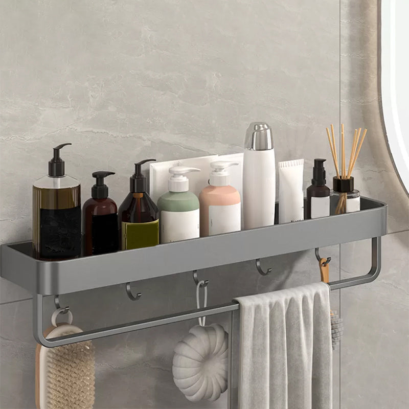 Modern Grey 2-Piece Bathroom Accessory Set, Matte Grey, Bath Shelf