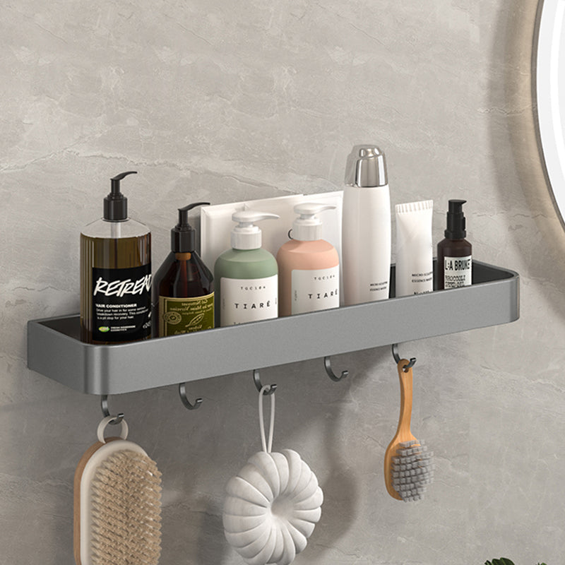 Modern Grey 2-Piece Bathroom Accessory Set, Matte Grey, Bath Shelf