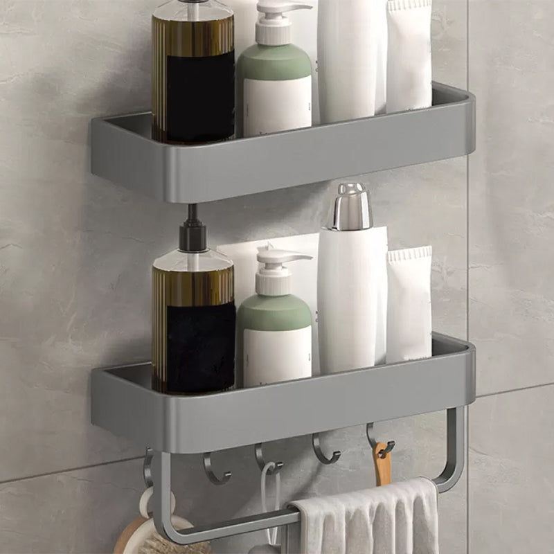Modern Grey 2-Piece Bathroom Accessory Set, Matte Grey, Bath Shelf