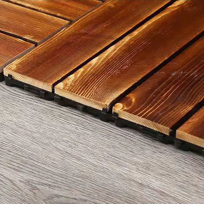 4-Slat Wood Floor Tiles Interlocking Installation Floor Board Tiles
