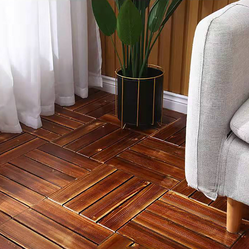 4-Slat Wood Floor Tiles Interlocking Installation Floor Board Tiles