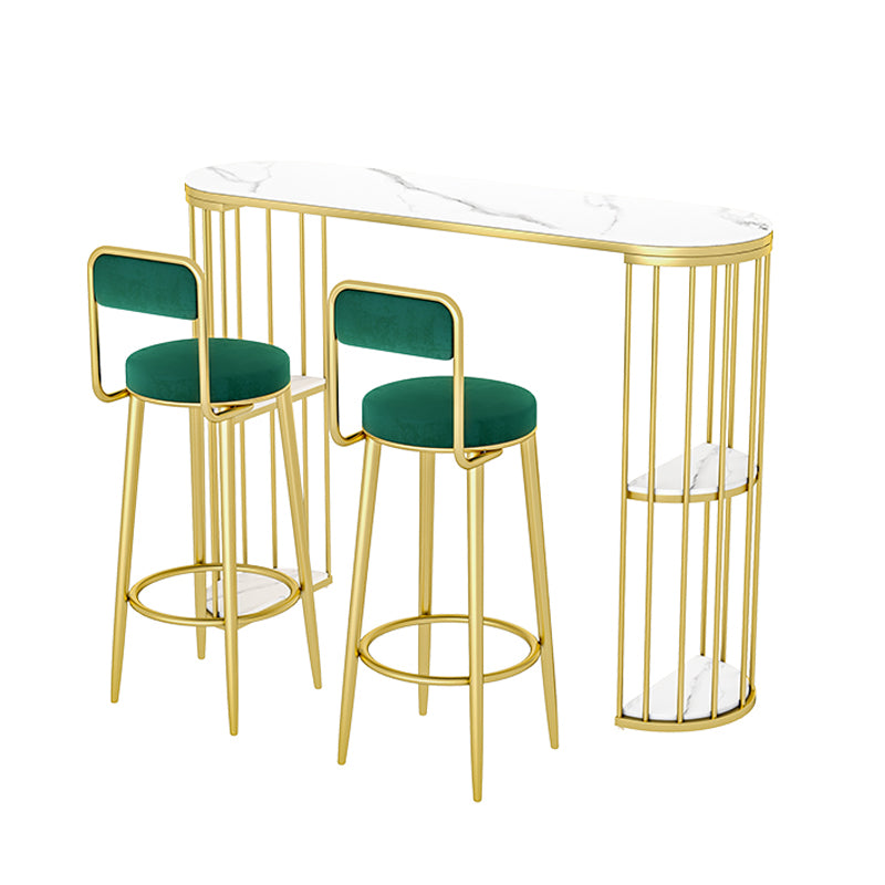 Double Pedestal Bar Table Set 1/3 Pcs Metal Frame Bar Table and Stools