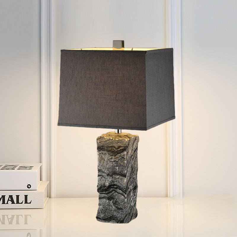 Marble Night Table Rectangular Light Modernisme Lampe de bureau à tête en noir avec de l'ombre en tissu
