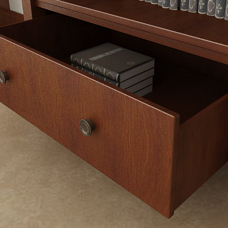 Contemporary Wooden Bookshelf Standard Closed Back Bookcase with 1 Drawer