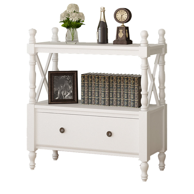 Contemporary Wooden Bookshelf Standard Closed Back Bookcase with 1 Drawer