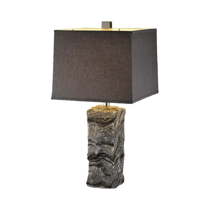 Marble Night Table Rectangular Light Modernisme Lampe de bureau à tête en noir avec de l'ombre en tissu