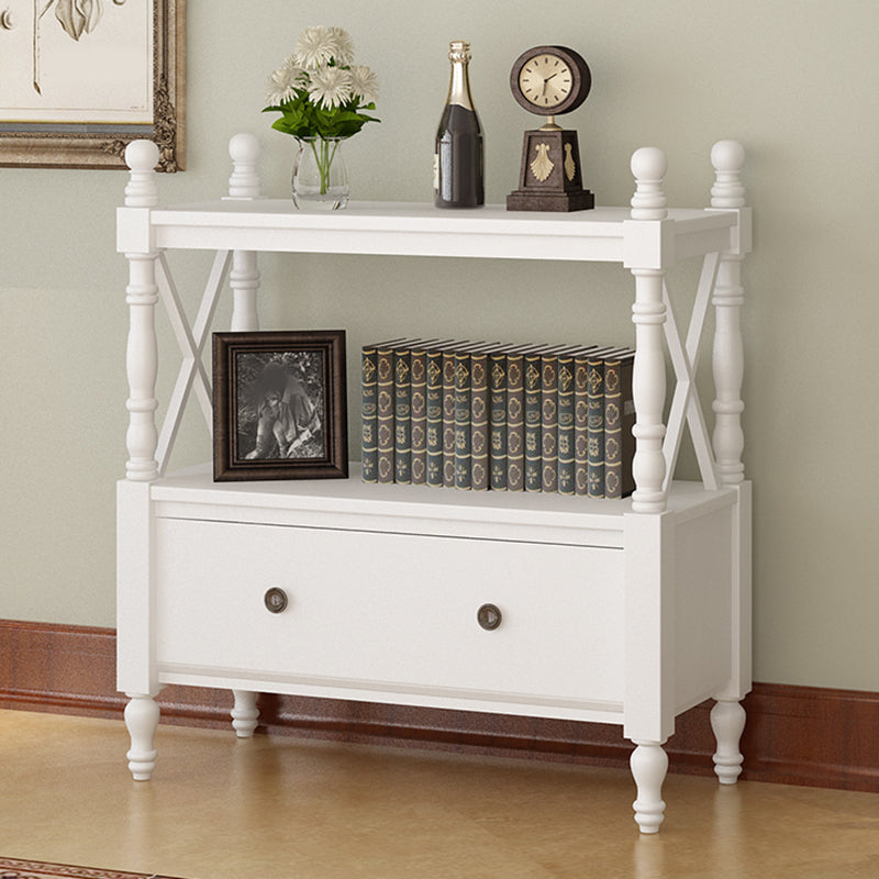 Contemporary Wooden Bookshelf Standard Closed Back Bookcase with 1 Drawer