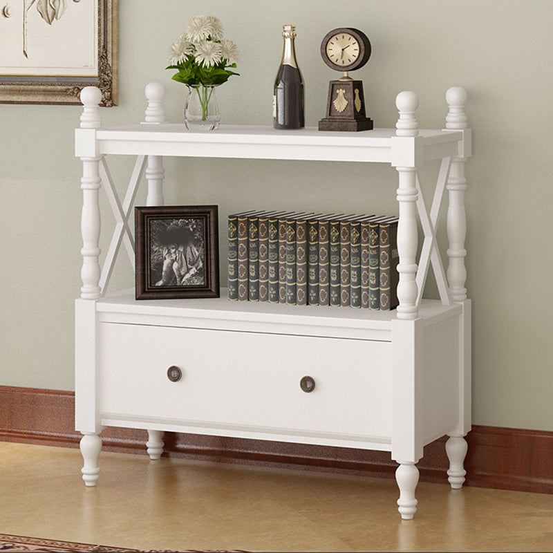 Contemporary Wooden Bookshelf Standard Closed Back Bookcase with 1 Drawer