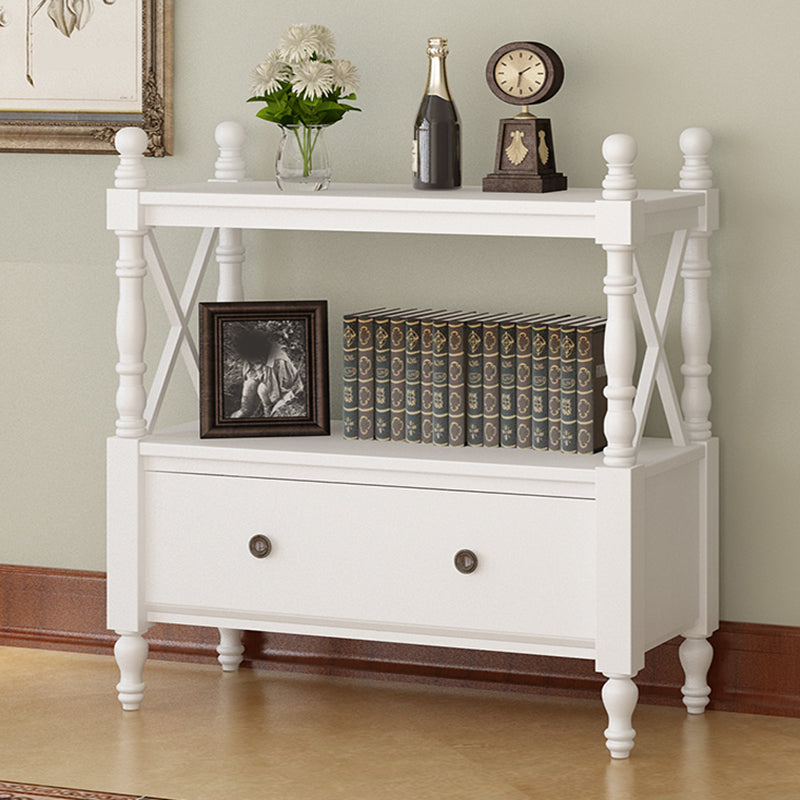 Contemporary Wooden Bookshelf Standard Closed Back Bookcase with 1 Drawer