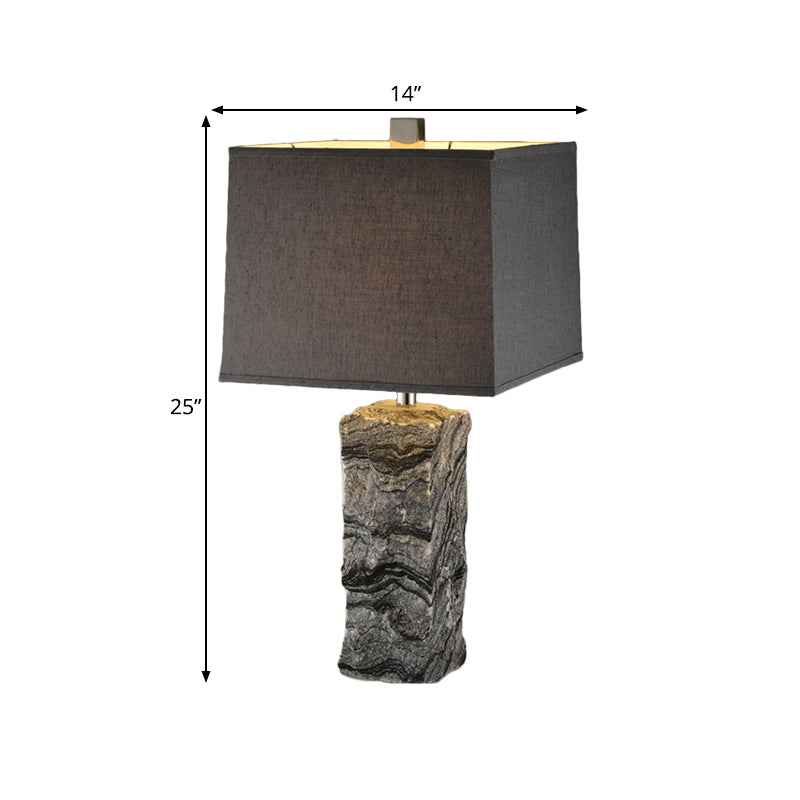 Marble Night Table Rectangular Light Modernisme Lampe de bureau à tête en noir avec de l'ombre en tissu