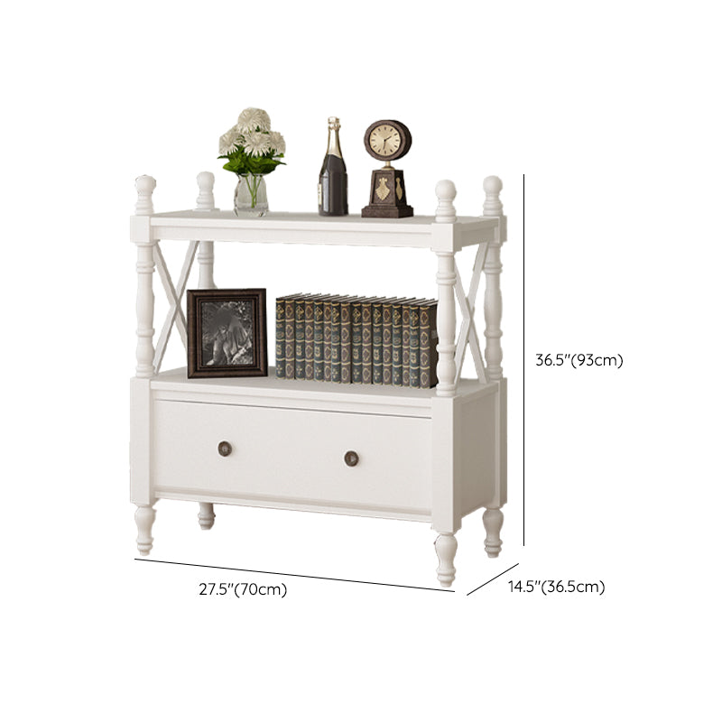 Contemporary Wooden Bookshelf Standard Closed Back Bookcase with 1 Drawer