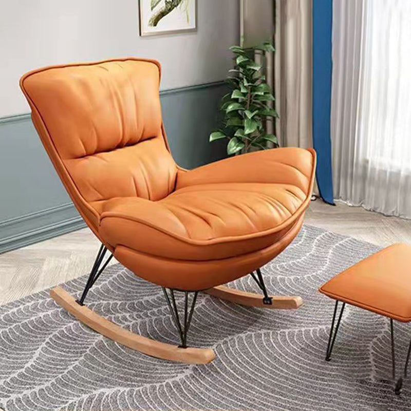 Contemporary Plain Rocking Chair Faux Leather Water Resistant Glider Chair