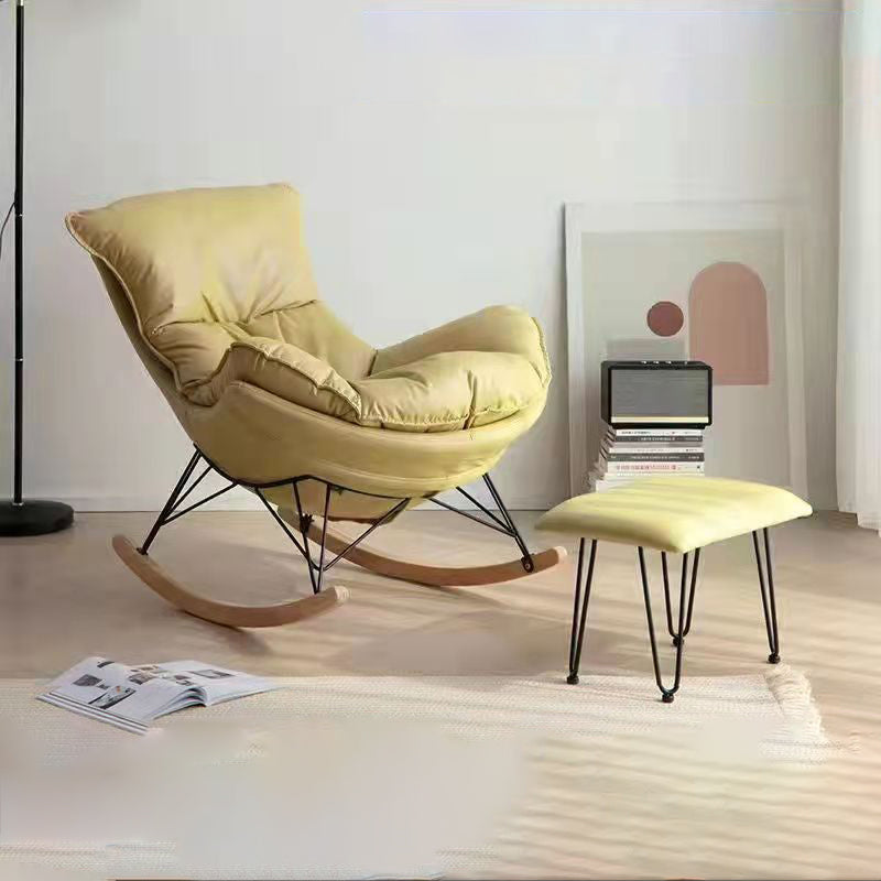 Contemporary Plain Rocking Chair Faux Leather Water Resistant Glider Chair