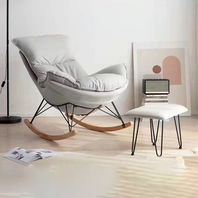Contemporary Plain Rocking Chair Faux Leather Water Resistant Glider Chair