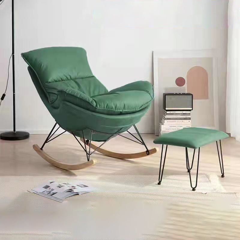 Contemporary Plain Rocking Chair Faux Leather Water Resistant Glider Chair