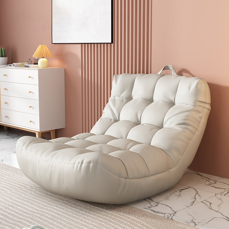 Scandinavian Tufted Single Sofa 29.5" W Faux Leather Sofa with Footrest
