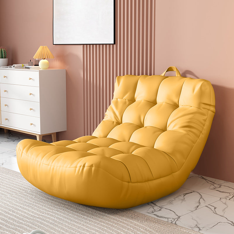 Scandinavian Tufted Single Sofa 29.5" W Faux Leather Sofa with Footrest