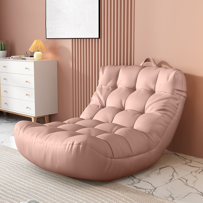 Scandinavian Tufted Single Sofa 29.5" W Faux Leather Sofa with Footrest