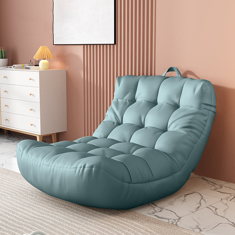 Scandinavian Tufted Single Sofa 29.5" W Faux Leather Sofa with Footrest