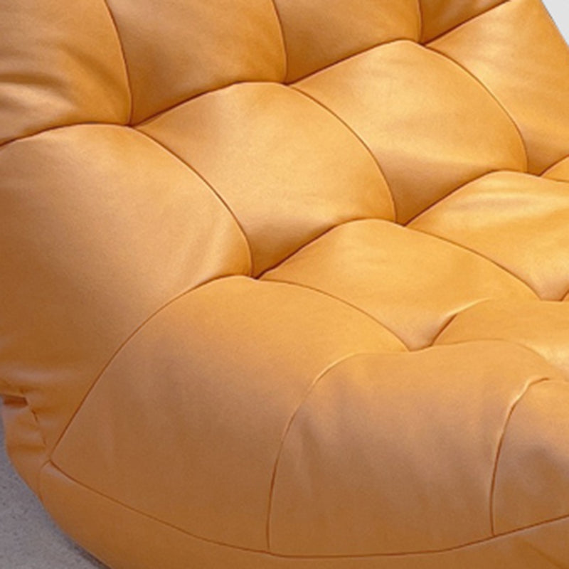 Scandinavian Tufted Single Sofa 29.5" W Faux Leather Sofa with Footrest