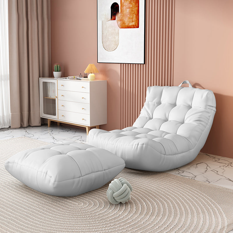 Scandinavian Tufted Single Sofa 29.5" W Faux Leather Sofa with Footrest
