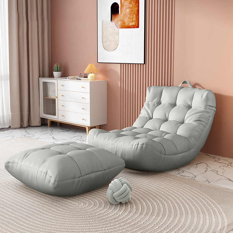 Scandinavian Tufted Single Sofa 29.5" W Faux Leather Sofa with Footrest