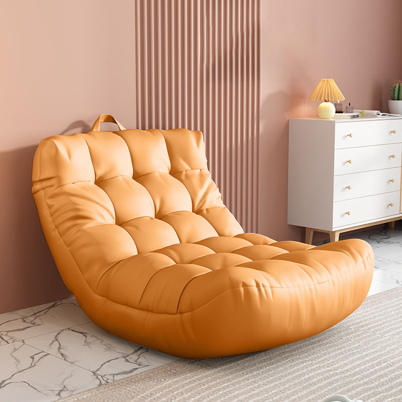 Scandinavian Tufted Single Sofa 29.5" W Faux Leather Sofa with Footrest
