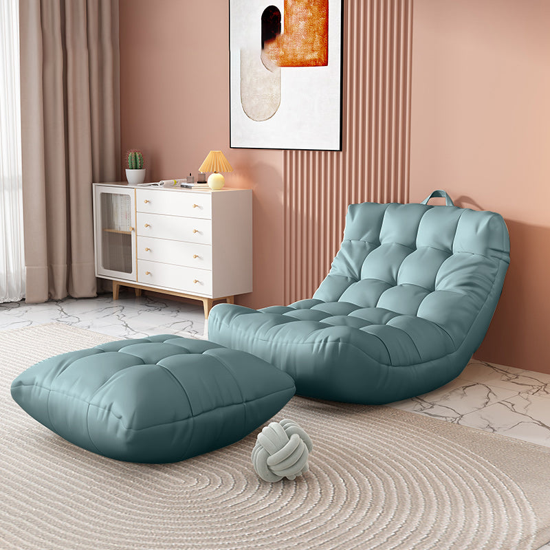 Scandinavian Tufted Single Sofa 29.5" W Faux Leather Sofa with Footrest