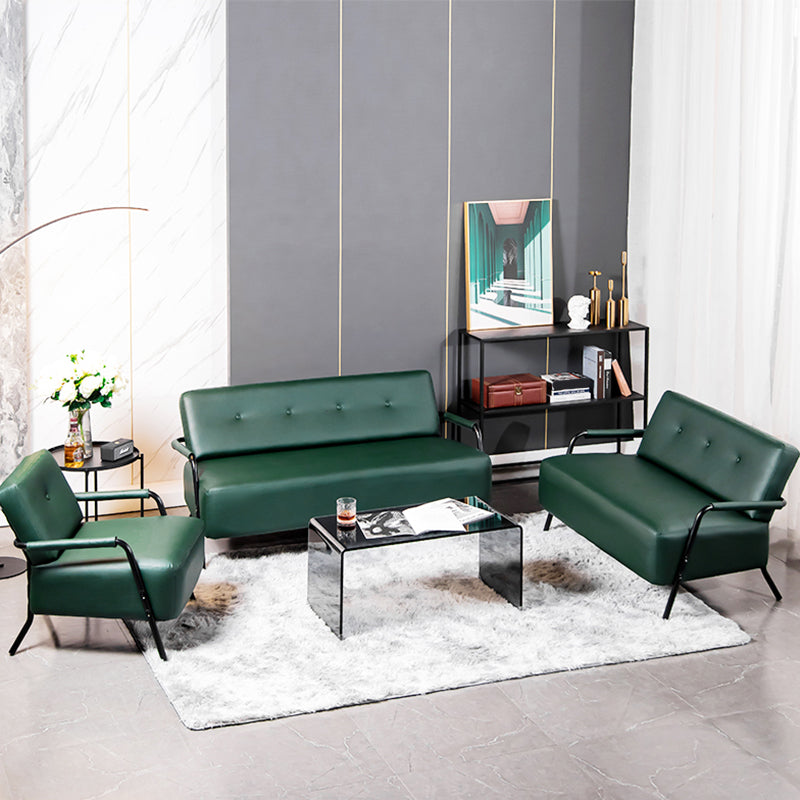 3-Seater Tufted PU Leather Sofa 57" Wide Metal Frame Seating